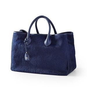 Mark&Graham Navy Elisabetta Calf Hair Tote NWOT.